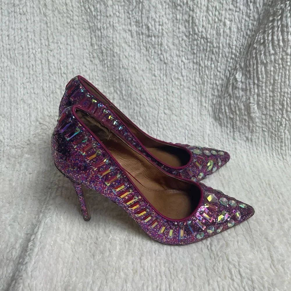 Steve Madden Galaxie shades of pink jeweled rhinestone heels.leather lining SZ9M
